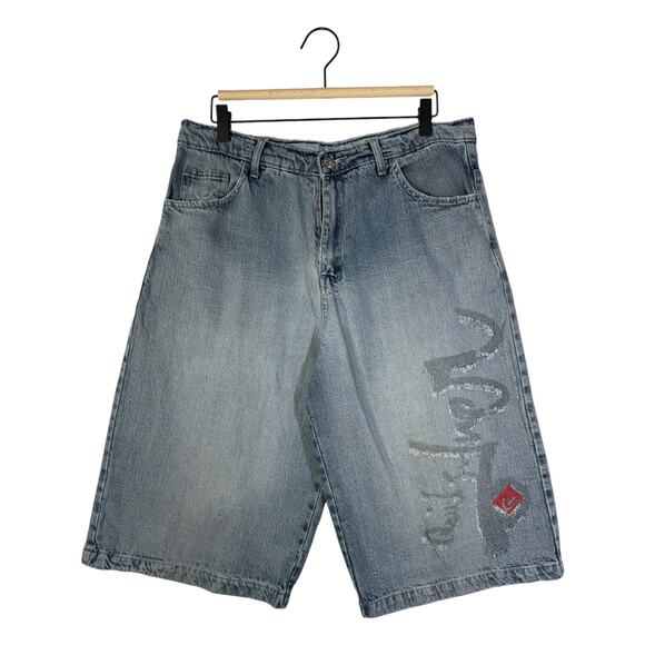 Vintage Straight Leg Printed Bermuda Denim Shorts 34 - Picture 1 of 7